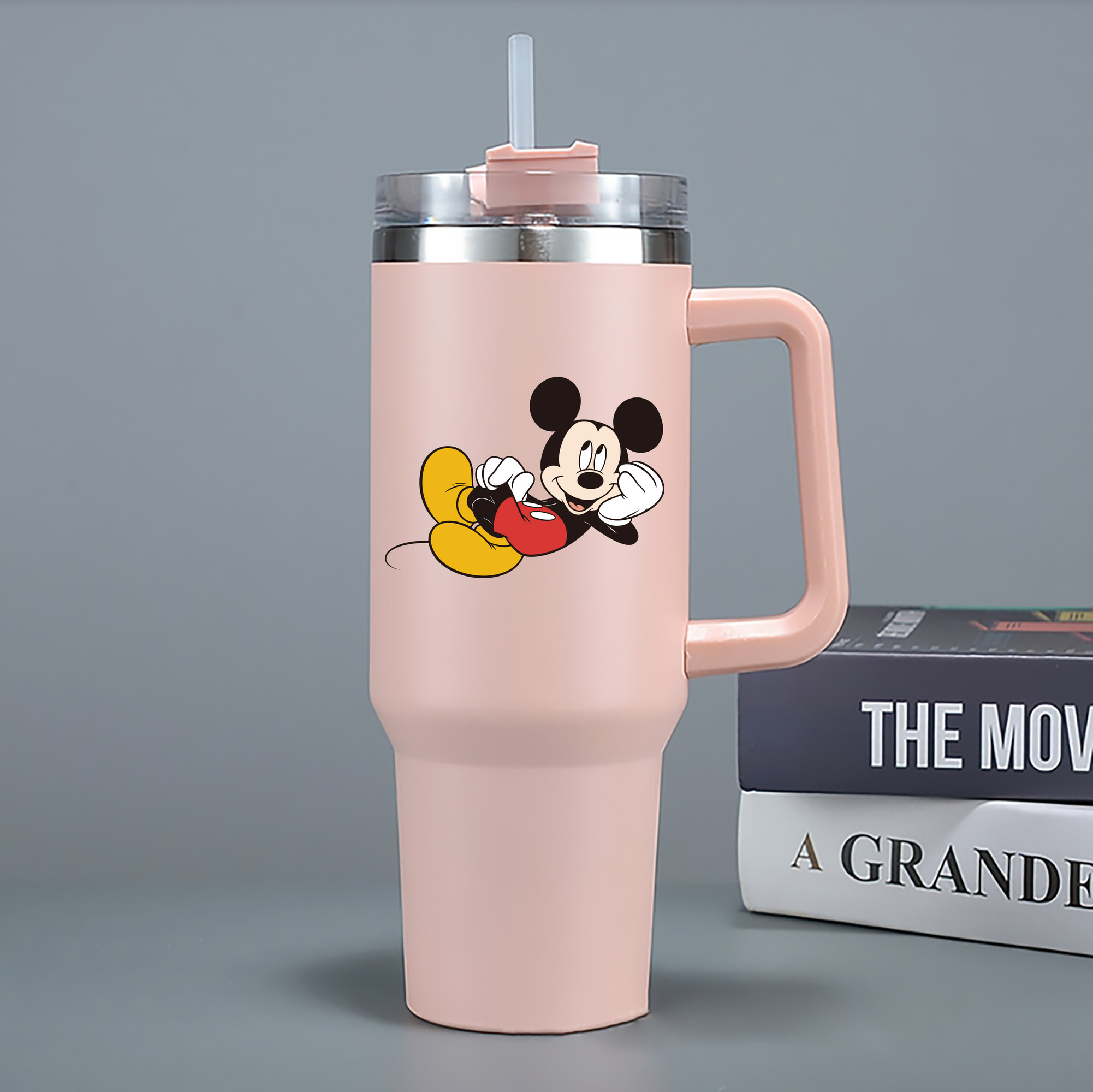 （画像用） ミッキーマウス Mickey Mouse 1200mL車用タンブラー - クリスタルステッカー（プラスチックストロー付き）